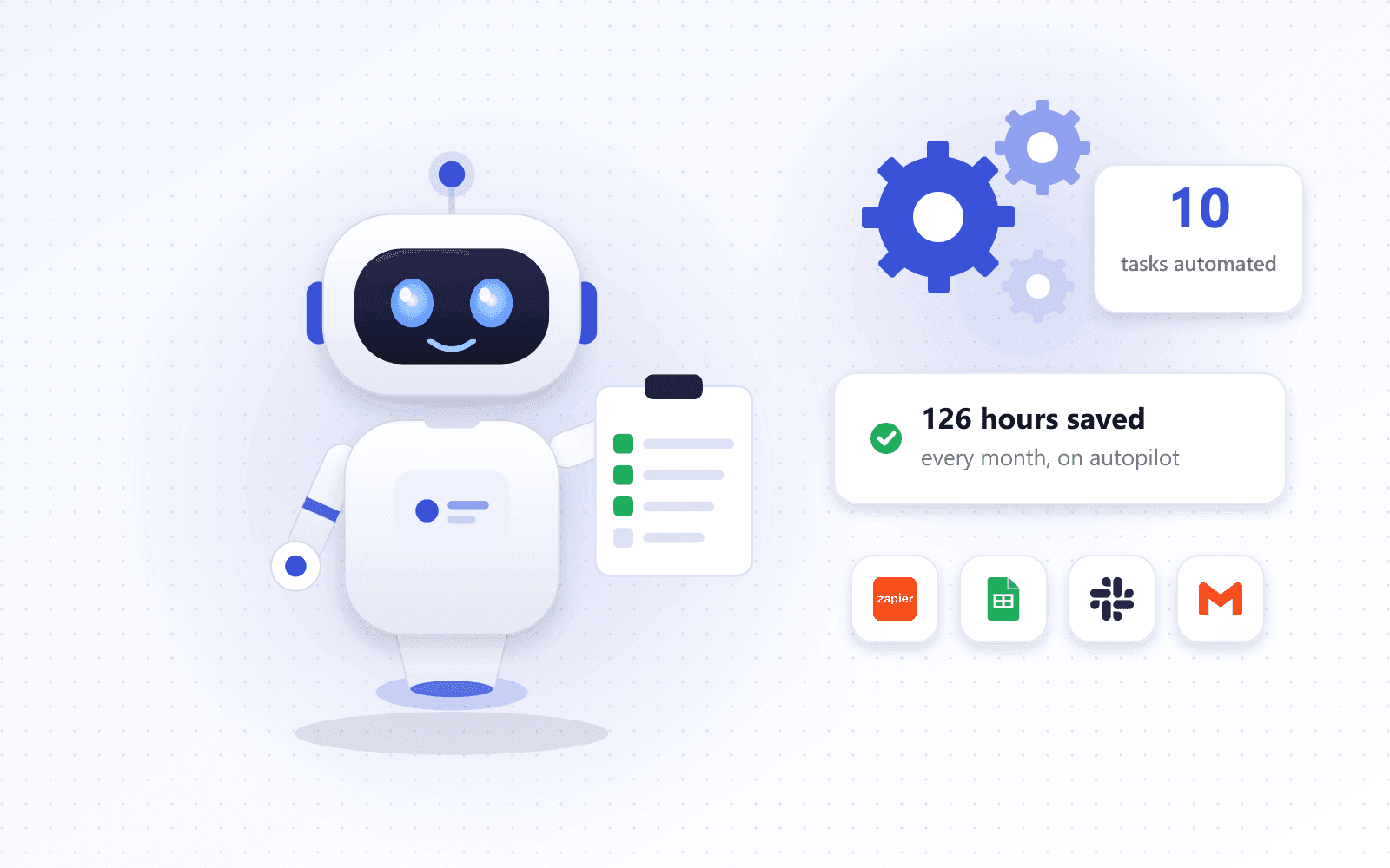 Illustration of an Ellevix AI robot for “10 Repetitive Tasks Every Small Business Should Automate First”